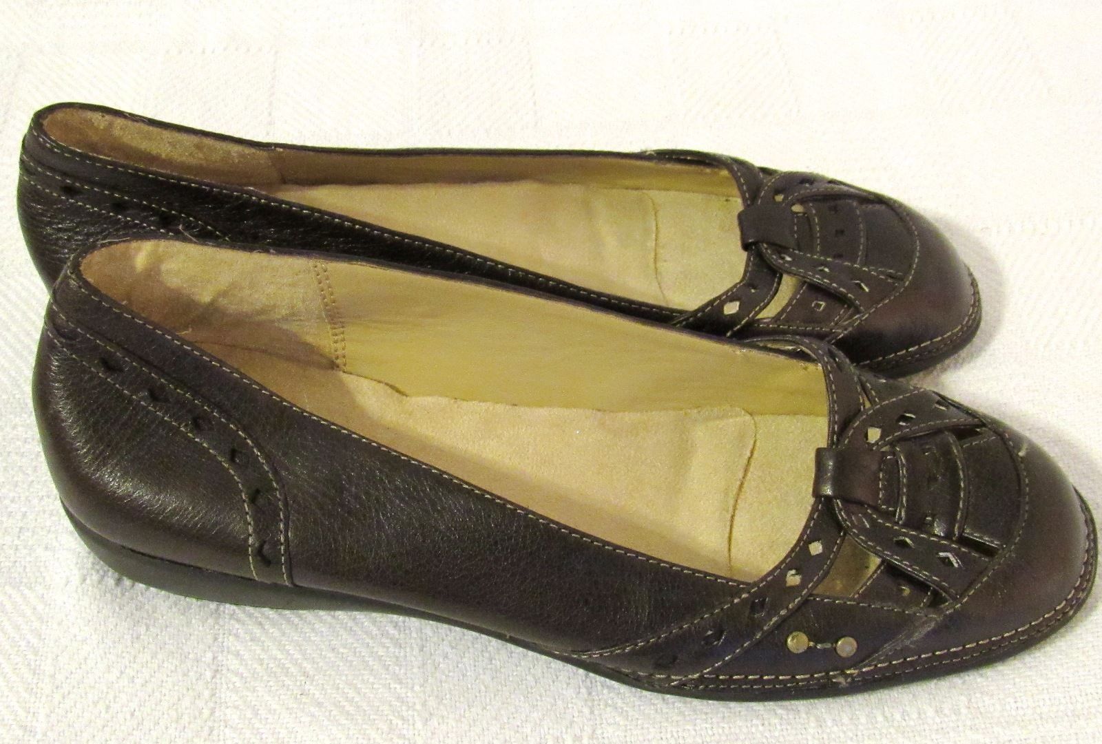 Aerosoles Women's Copenhagen Solid Dark Brown Leather Flats Low Size: 7 ...
