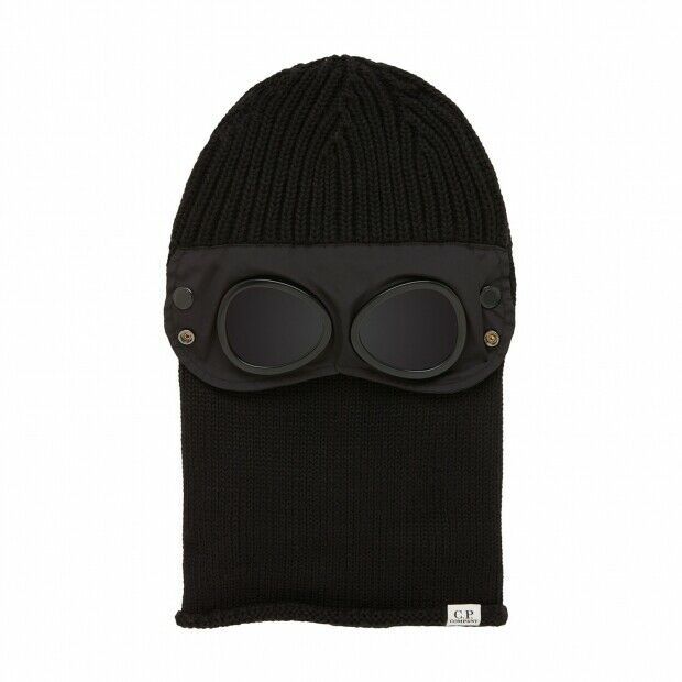 CP Company Men's Black Merino Wool Goggle Ski Mask 05CMAC207A003321A Hats