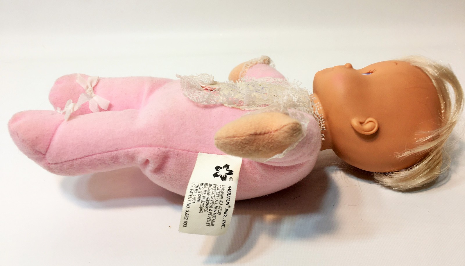 Baby Beans Baby RARE Girl Doll Pink Jammies Vintage Toy Meritus Inc. No