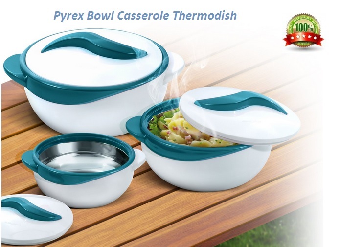 Serving Bowl Set 3 Pc Thermo Dish Bowls Casseroles w/ Lids Keep Hot
