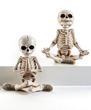 Skeleton Figurines Yoga Poses Set of 2 Polyresin 5.24" High Halloween Home