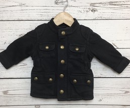 BabyGAP Boys Black Military Cargo Style Coat 100% Cotton Jacket Size 0-6... - $14.84