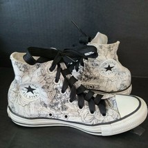 Converse Chuck Taylor Black &amp; White Floral Sneakers Womens 6 Hi-Top Shoes  - $29.69