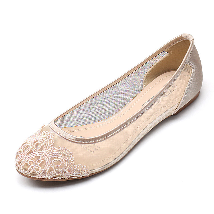flat cream wedding shoes,lace ballet flats,champagne lace wedding shoes ...