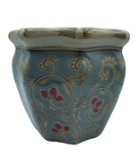 Ceramic Red Blue Floral and Vines Planter Pot - $18.49