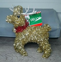 Christmas House Gold Tinsel Reindeer Christmas Ornament NWT - $14.80