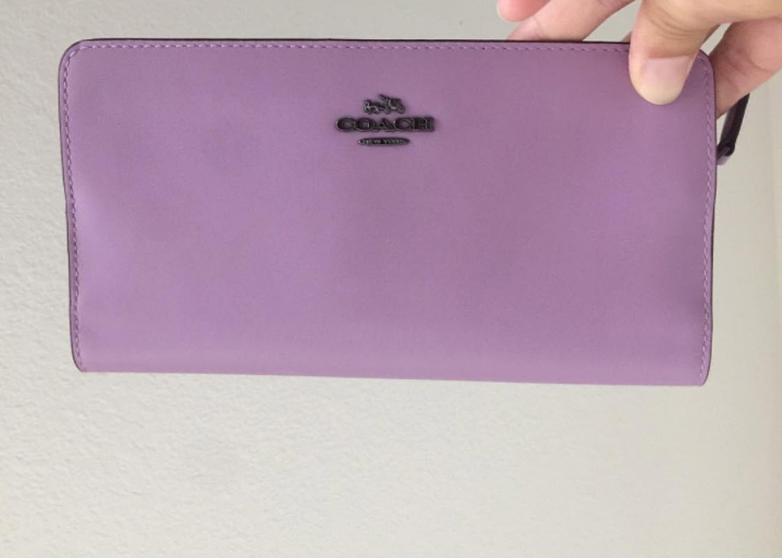 coach metallic lilac wallet