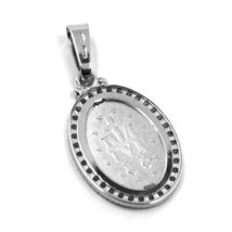 SOLID 18K WHITE GOLD ZIRCONIA MIRACULOUS BIG 24mm MEDAL VIRGIN MARY MADONNA image 3