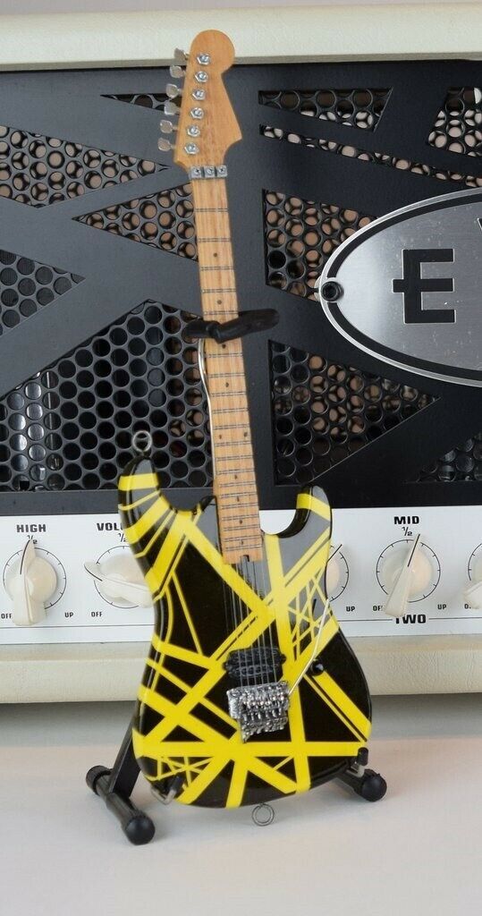 Eddie Van Halen - Noir & Jaune Bourdon 1:4 Échelle Réplica Guitare~ AXE HEAVEN