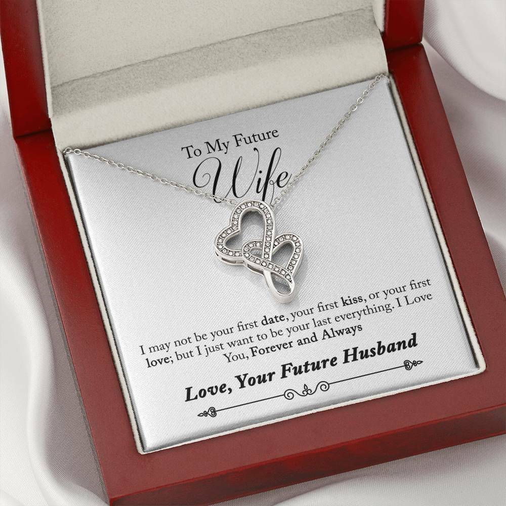 To My Wife Forever and lways Double Heart Necklace Message Cards