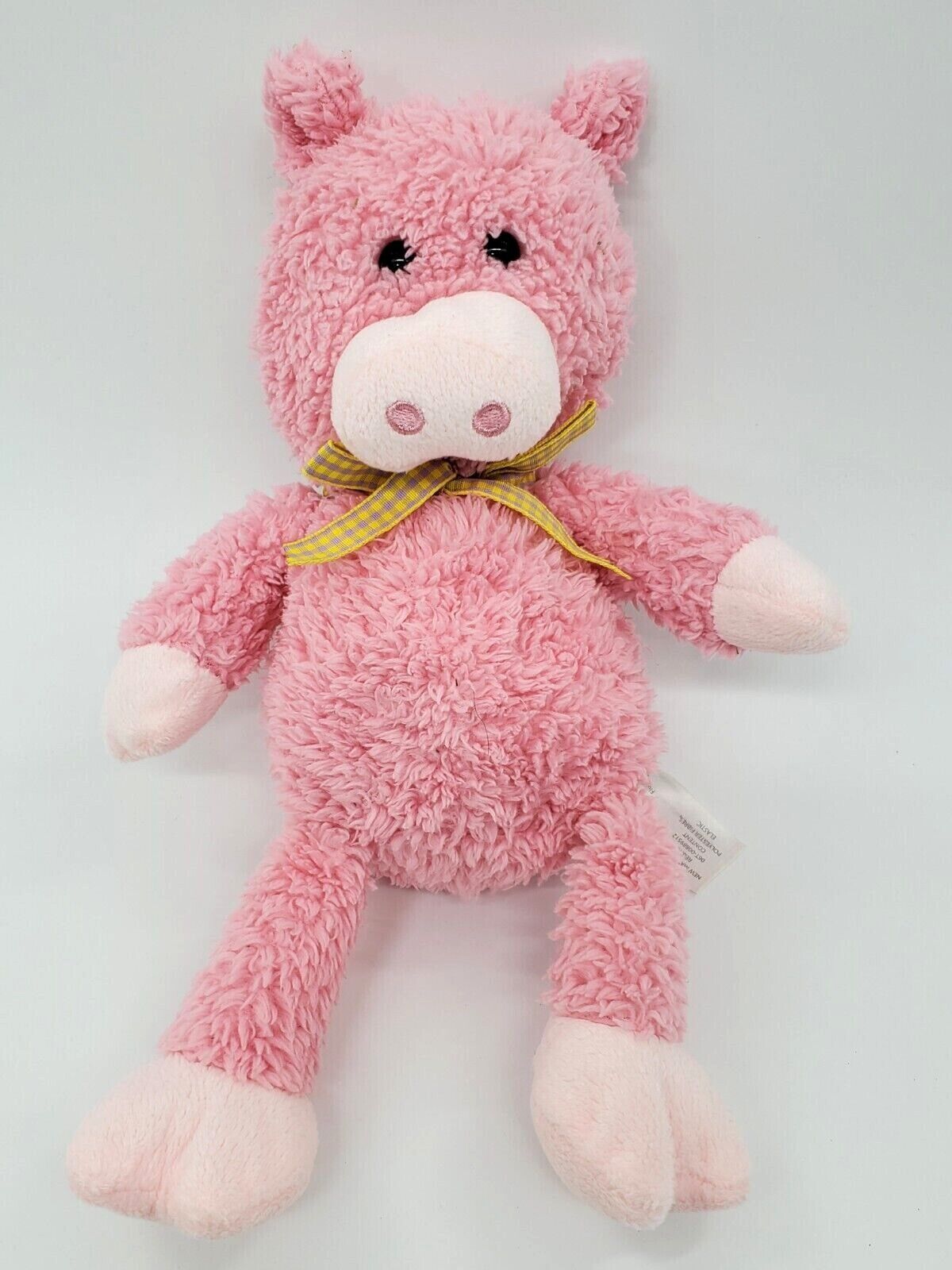11" Animal Adventure Pink Pig Sweet Sprouts Plush Gingham Bow Stuffed Toy B350 - $12.99