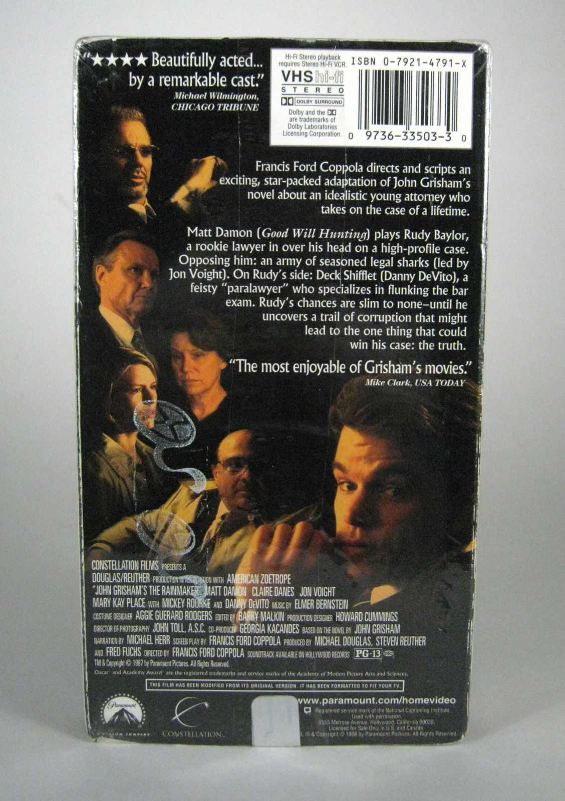 The Rainmaker (VHS, 1998) VHS TAPE Danny DeVito Matt Damon - VHS Tapes