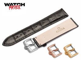 For OMEGA WATCH black Croco LEATHER Watch Strap Band Buckle Clasp SeaMas... - $14.90