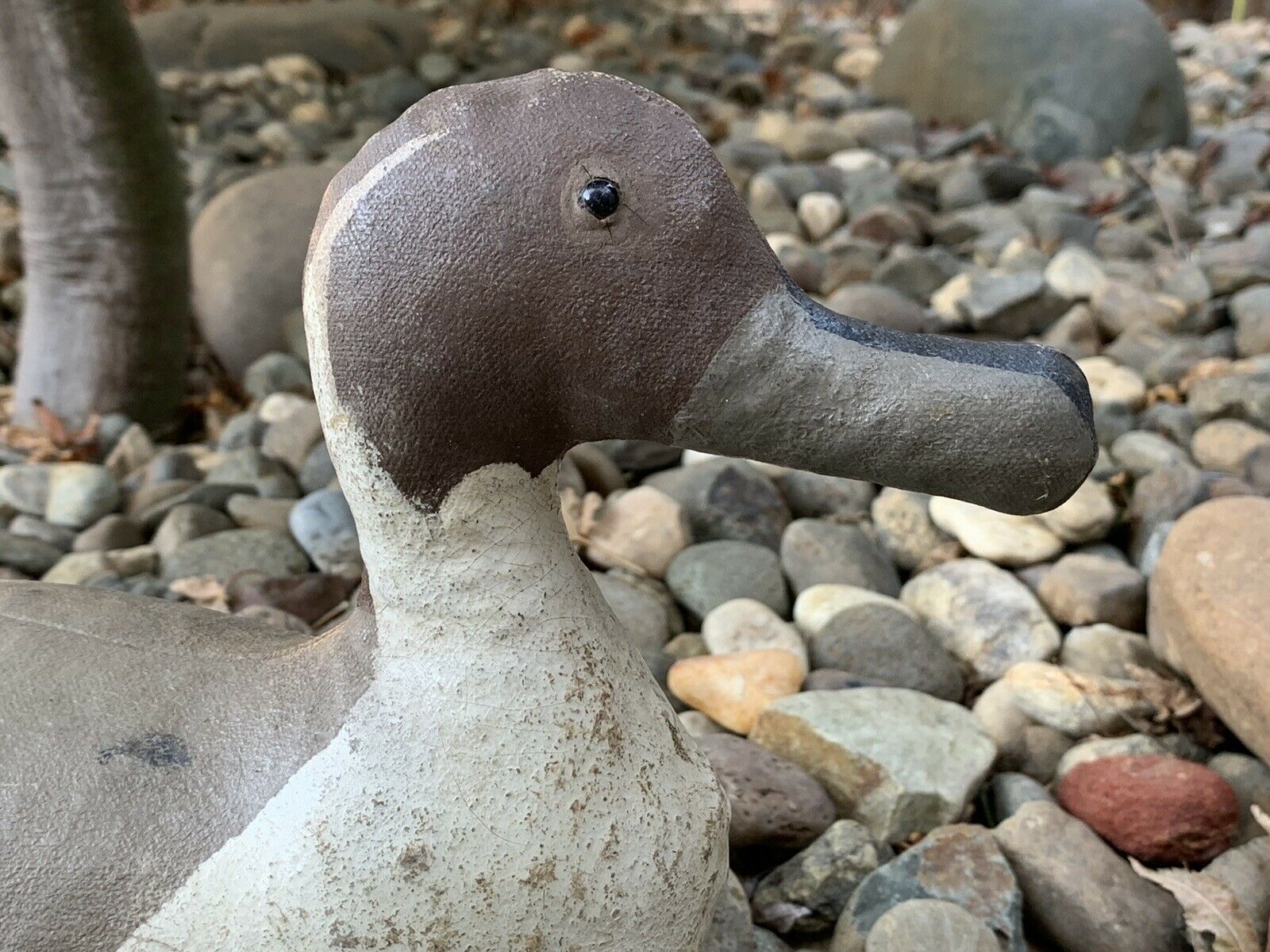 Old Antique Canvas Duck Decoy 15 1/2 inch Hand Painted Lead on Bottom