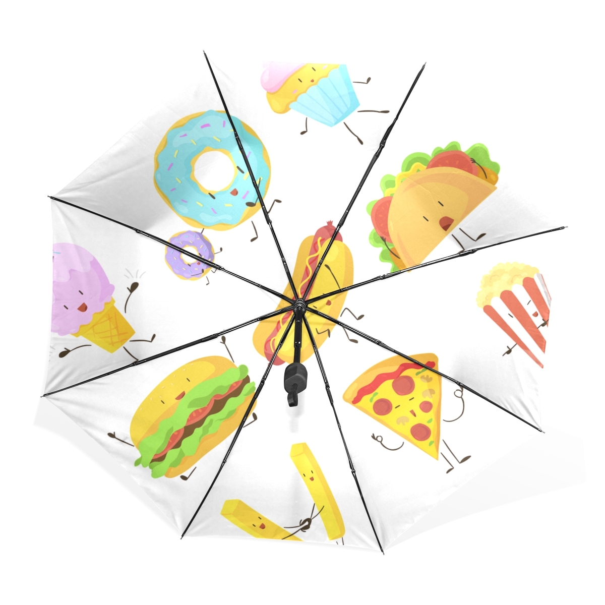 Delicious Food Dinner Cartoon Black Portable Compact ...