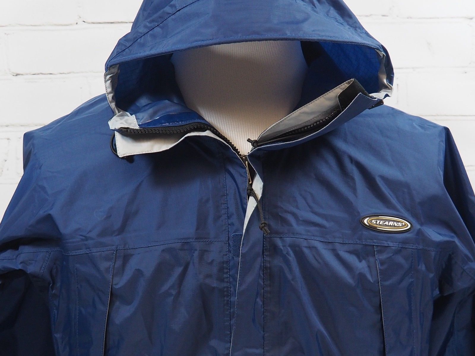 STEARNS Dry Wear Rain Jacket Mens M Blue Hooded Coat Wind/Waterproof