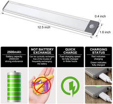LED Motion Sensor Cabinet Light,Under Counter Closet Lighting, Wireless USB Rech image 2