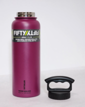 Burgundy Finger Handle Fifty/Fifty 40oz Double Wall Insulated Steel Water Bottle
