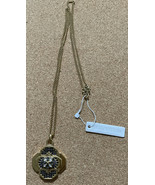 Ann Taylor Gold Tone Gemstone Medallion Necklace Heavy - $25.83
