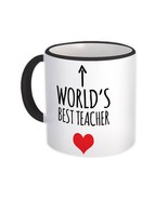 Worlds Best TEACHER : Gift Mug Heart Love Family Work Christmas Birthday - $15.90
