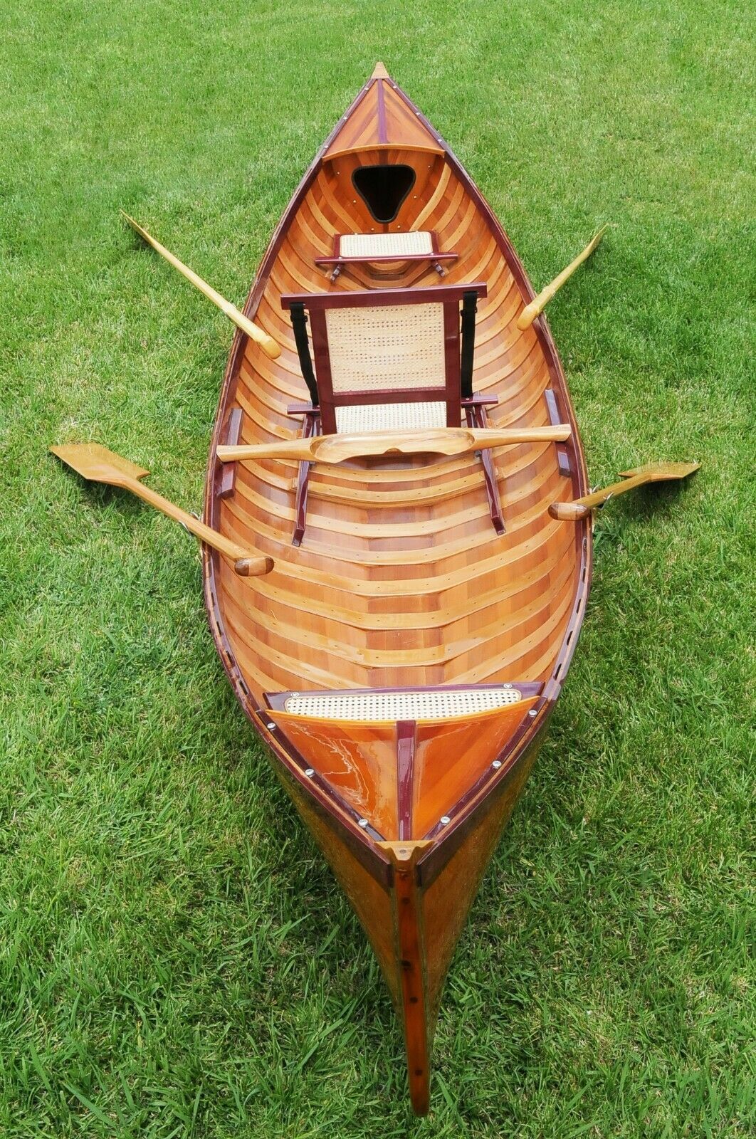 Cedar Strip Wood TRADITIONAL CANOE With Ribs 15.8Ft Rowing Boat Water