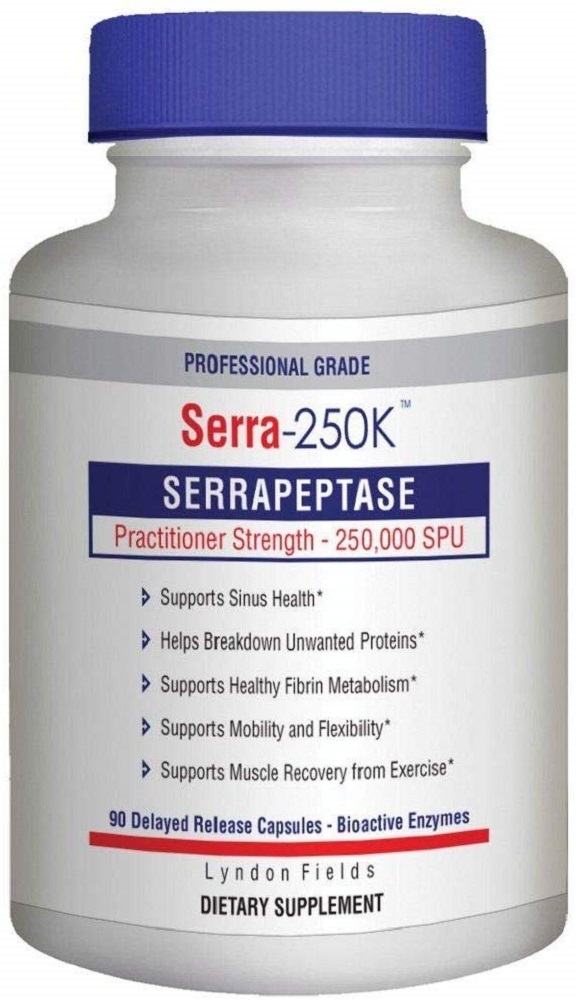Lyndon Fields Serra-250K Serrapeptase 250,000 SPU - Supports Healthy Sinuses, 90