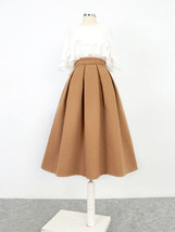 Women Winter PINK Midi Pleated Skirt Woolen Pink Pleated Party Skirt Plus Size  image 8