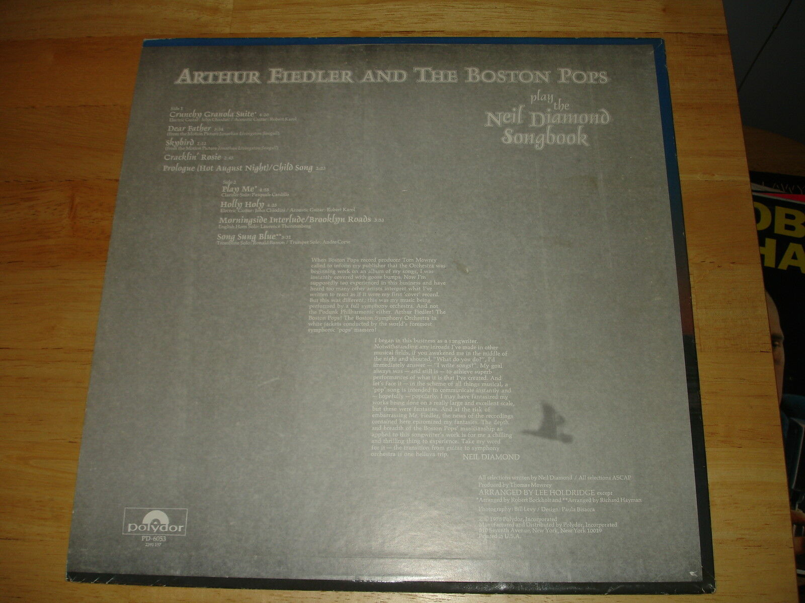 Arthur Fiedler & The Boston Pops Play The Neil Diamond Songbook LP 1975 ...