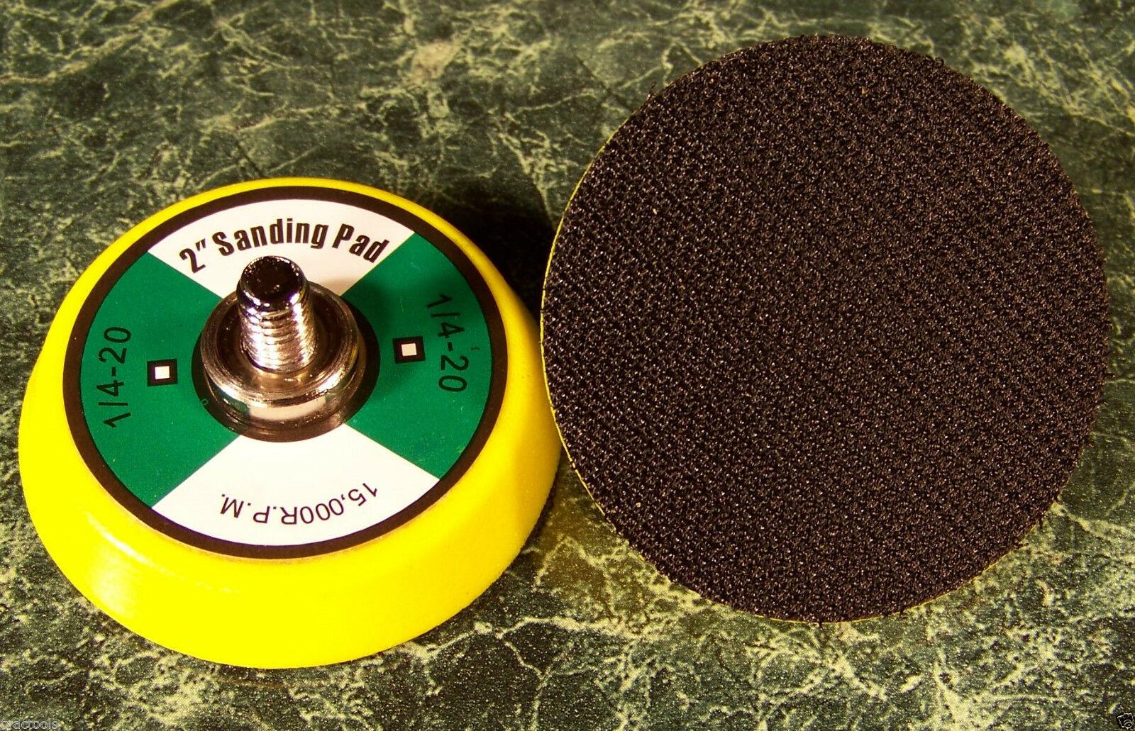 TWO 2 inch Hook and Loop Replacement SANDING PADS 1/4"x 20 15,000RPM