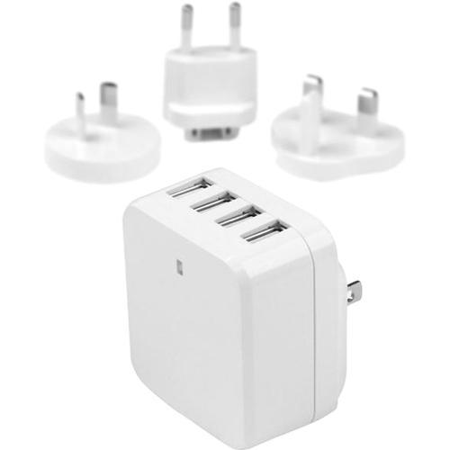 StarTech.com Travel USB Wall Charger - 4 Port - White - Universal Travel Adapter