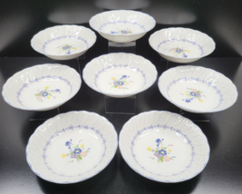 8 Nikko Blue Peony Soup Cereal Bowls Set Floral Yellow Blue Dot Dishes J... - $128.57