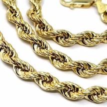 18K YELLOW GOLD CHAIN NECKLACE 5.5mm BIG BRAID ROPE LINK, 19.70", MADE IN ITALY image 2