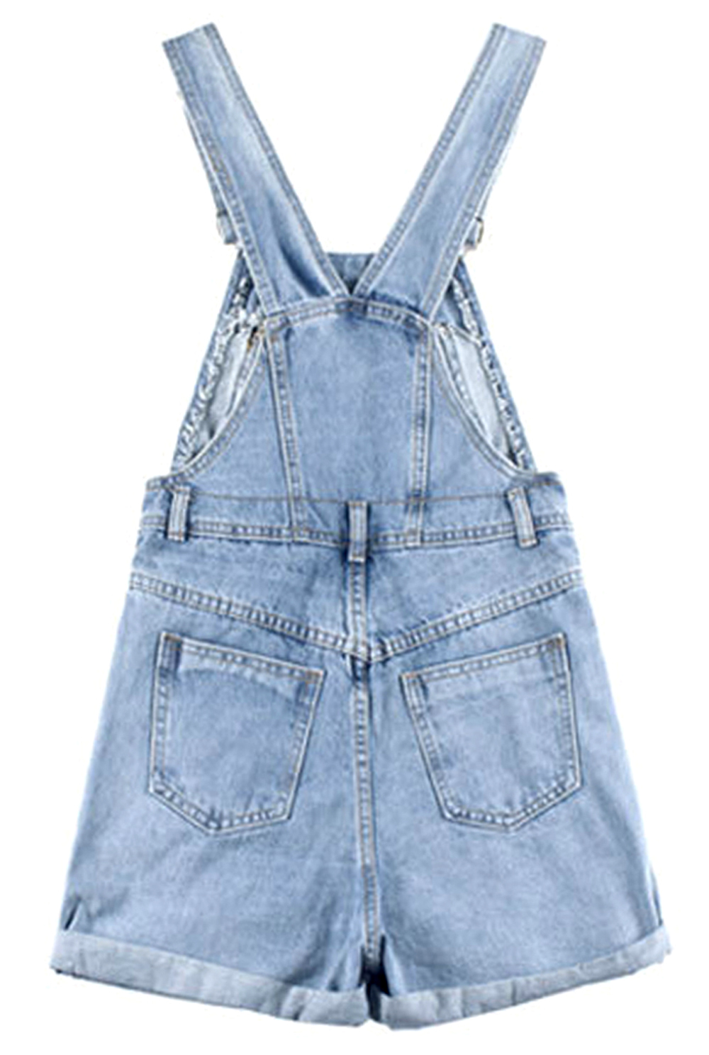 js15 Celebrity Style Vintage White Wash Womens Denim Overall Shorts ...