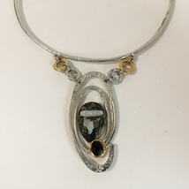 Designer Necklace Smoke Black Crystal Gold Silver Statement Pendant Hand... - $260.00