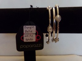 Paparazzi Bracelet (new) Rollin' In Rhinestones /White & Silver Bangles (3) 9826 - $8.61