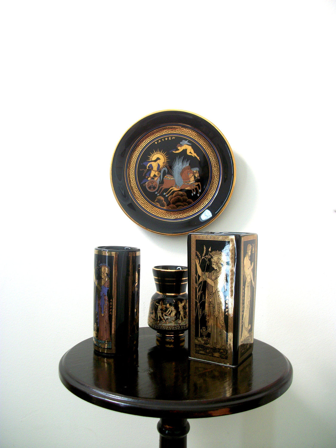 Vintage Handmade Vase and Wall hanging 24K Gold Trimmed Vases