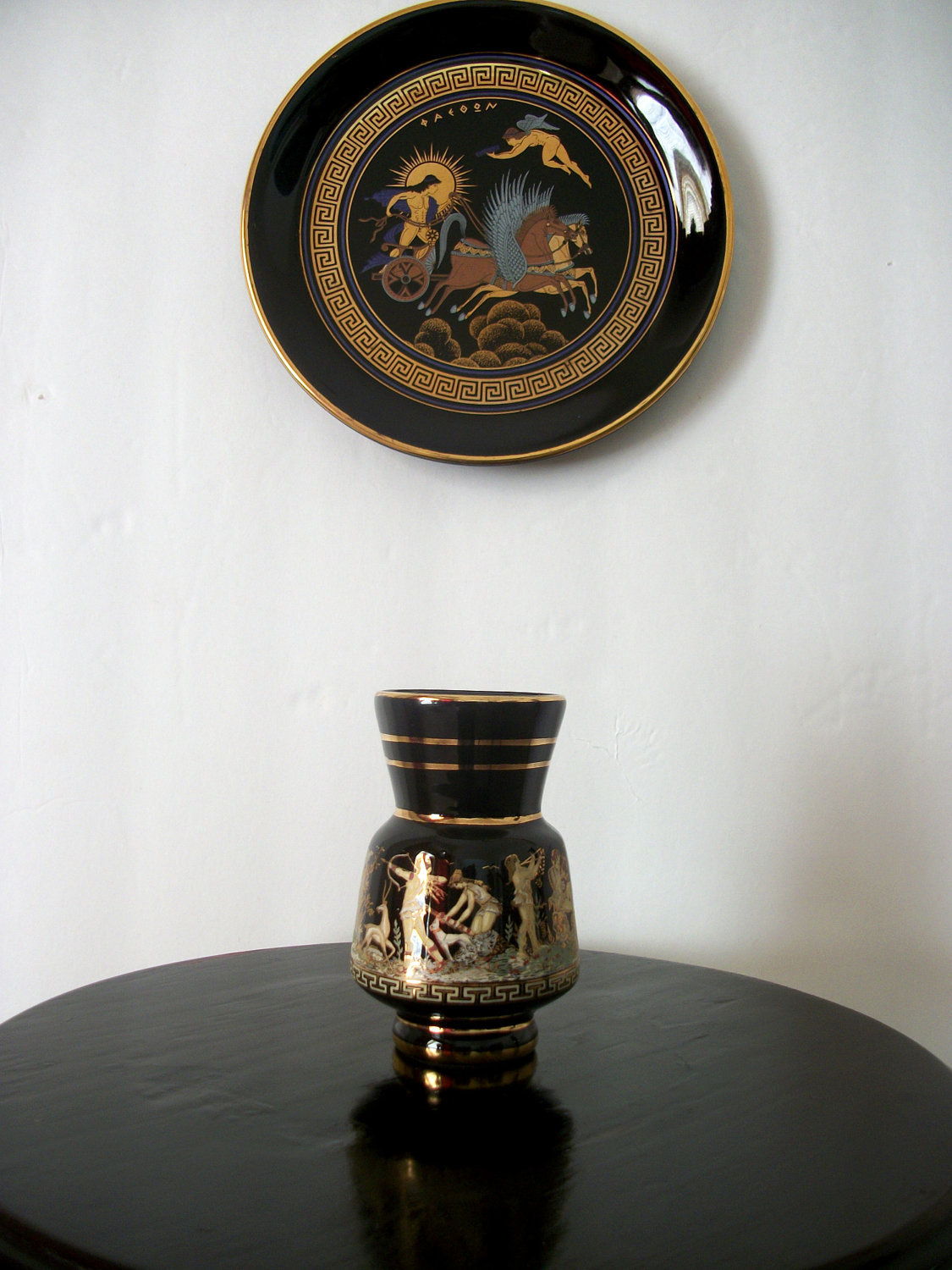 Vintage Handmade Vase and Wall hanging 24K Gold Trimmed Vases