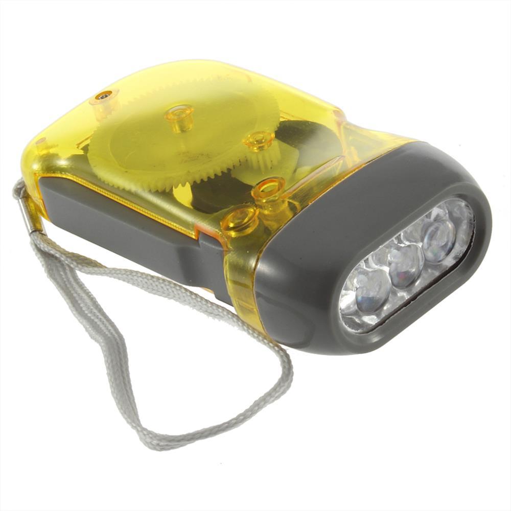 3 LED Wind Up Flashlight Crank Dynamo AZ Camping Hand Press Torch Light NR