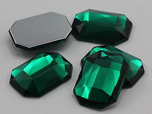 18x13mm Green Emerald A10 Flat Back Octagon Acrylic Gemstones High Quality Pr...