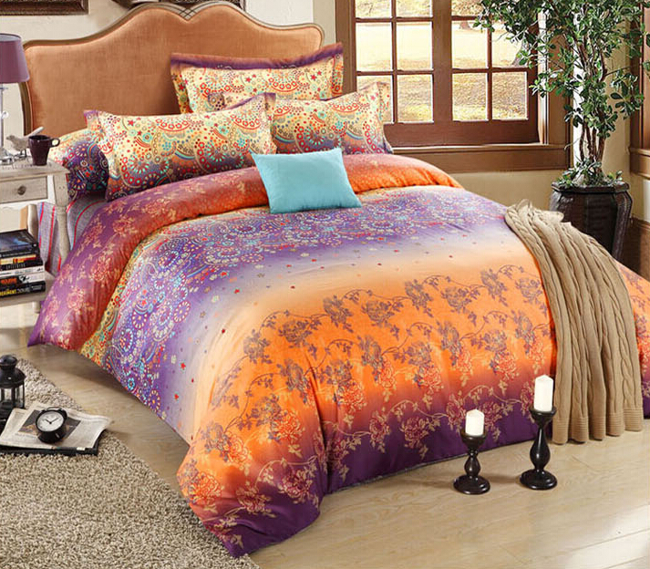 Bedding Set Print Reactive100% Cotton High Thread Count 4 pcs floral ...