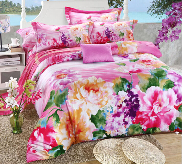 Bedding Set Print Reactive100 Cotton High Thread Count 4 pcs floral