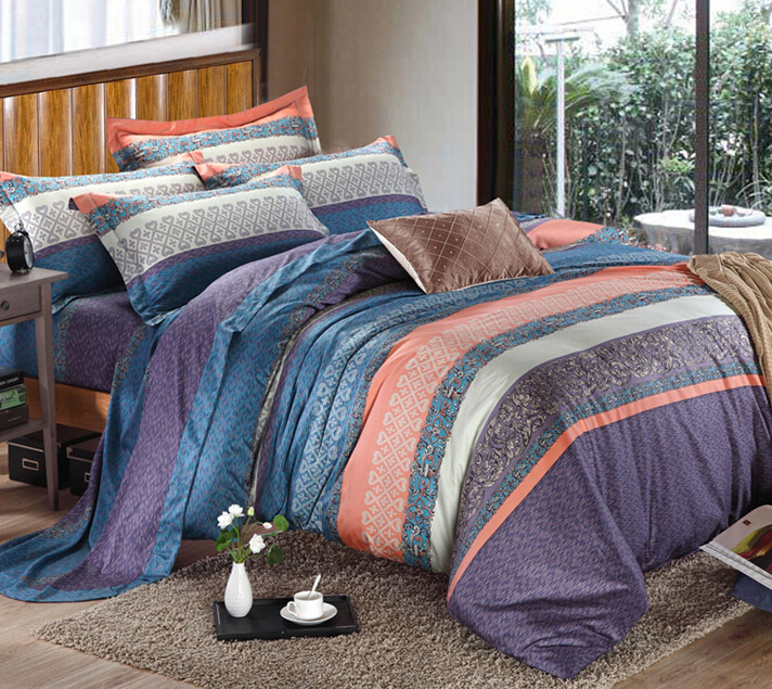 Bedding Set Print Reactive100% Cotton High Thread Count 4 pcs stripe ...