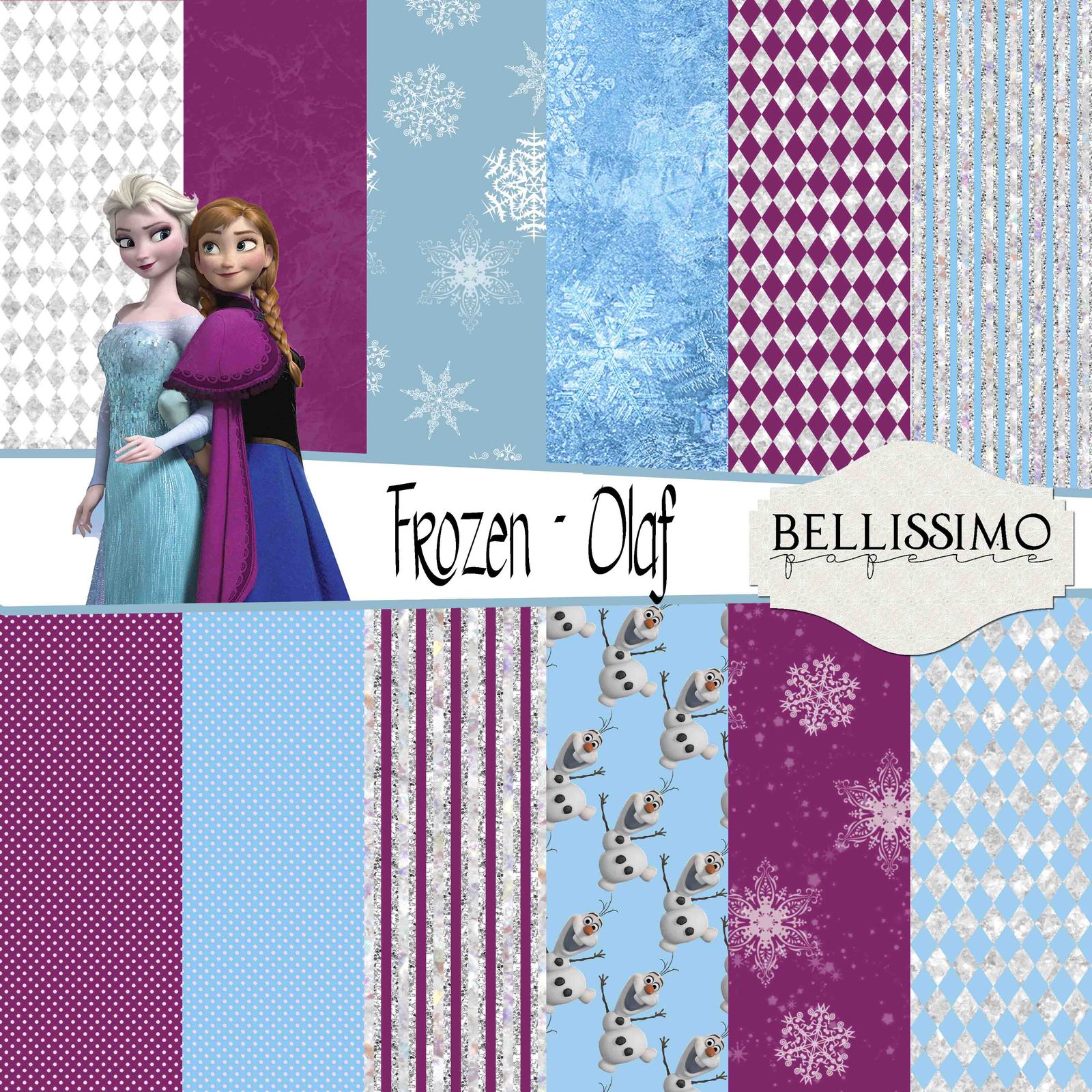 Frozen Inspired Paper Pack Scrapbook Paper, PRINTED, 12 Sheets