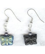 Peacock Color Glass Butterfly Earrings - $9.99