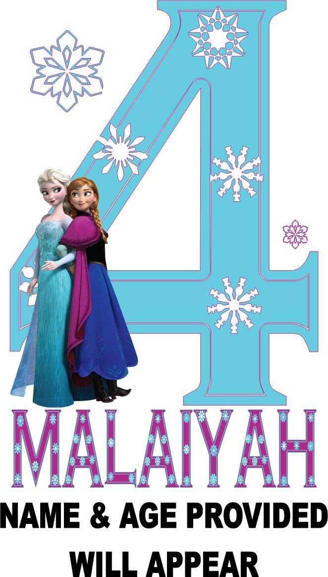 Disney Frozen Anna and Elsa Name and Age Birthday Iron on Transfer