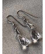 Estate Faceted Clear Plastic Briolette Silvertone Dangle Earrings for Pi... - $11.29