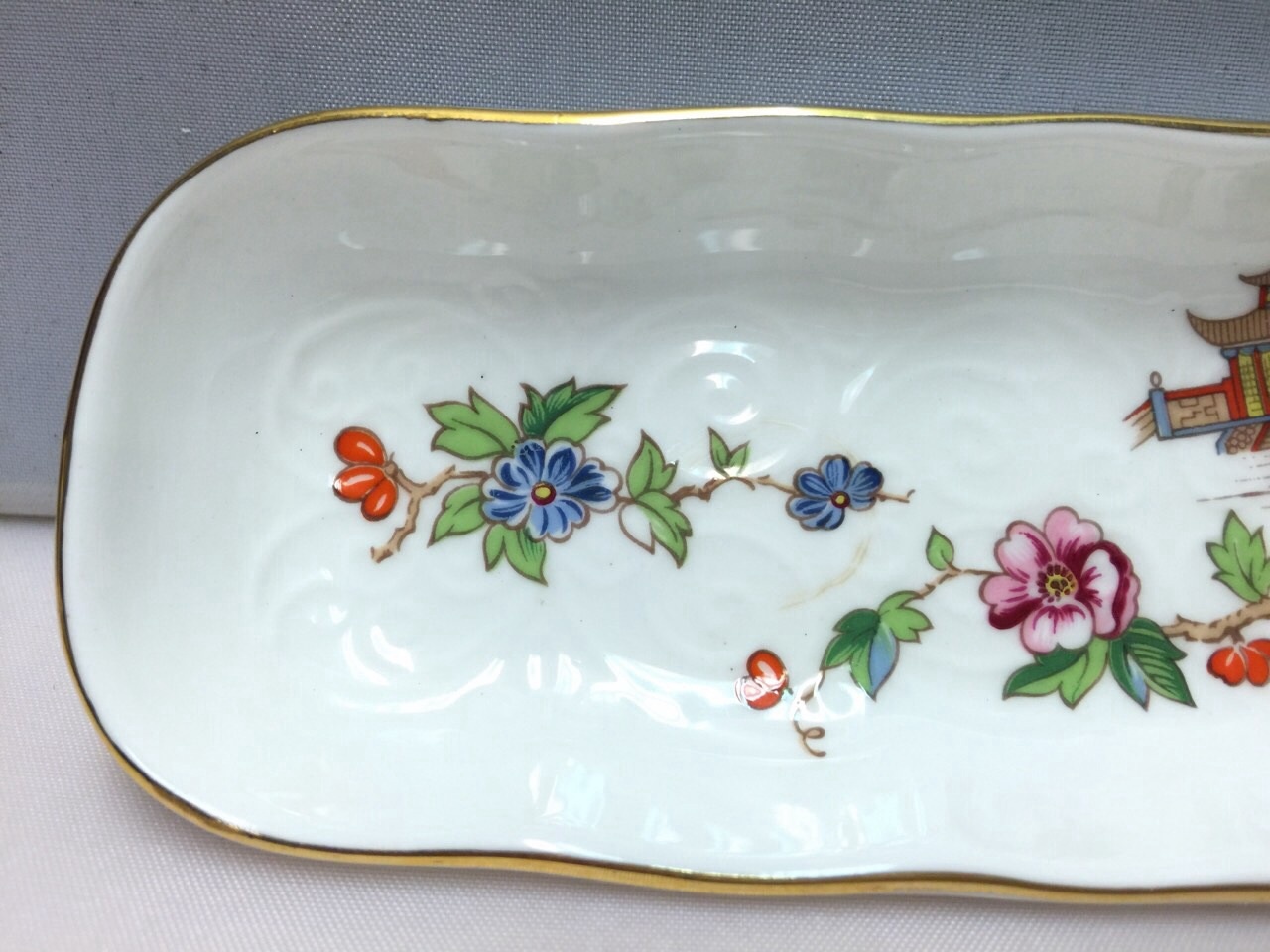 Crown Staffordshire Pagoda Fine Bone China Floral Mint Dish Made in