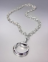 CHIC & STYLISH Designer Style Silver Horsebit Pendant Chain Necklace - $25.99