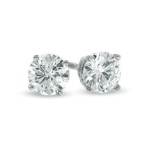 CLASSIC 14kt White Gold Plated 2.5 CT 9mm CZ Crystal Solitaire Stud Earrings - $19.99