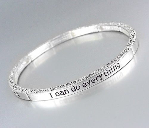 Inspirational I CAN DO EVERYTHING PHILIPPIANS 4:13 Scripture Stretch Bracelet